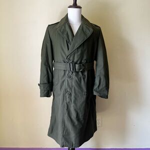 Vintage 1960s US‎ Army OG-107 Overcoat Belted Trench Removable Wool Liner Small